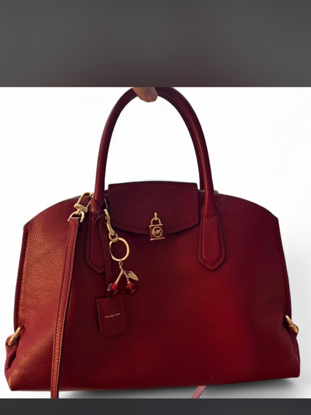 Michael Kors Sandra Large Satchel -Red Pebble Leather